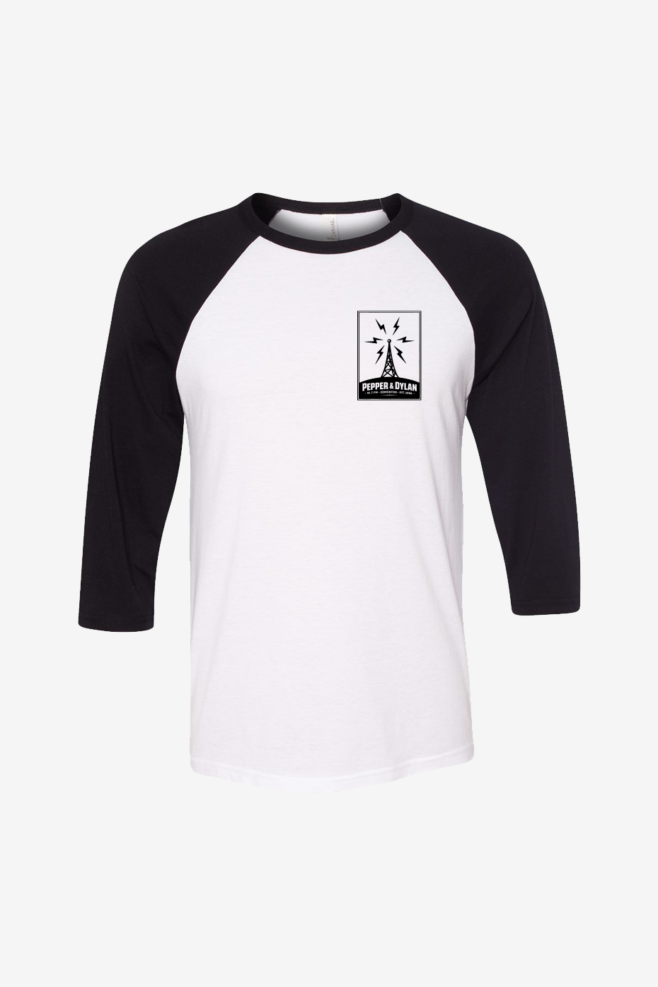 Pepper & Dylan Radio Tower- Unisex Three-Quarter Sleeve Baseball Tee